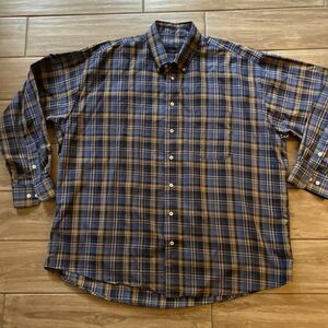 Vintage Burberry Men’s Check Plaid Button Long Sleeve Shirt Size XXL USA